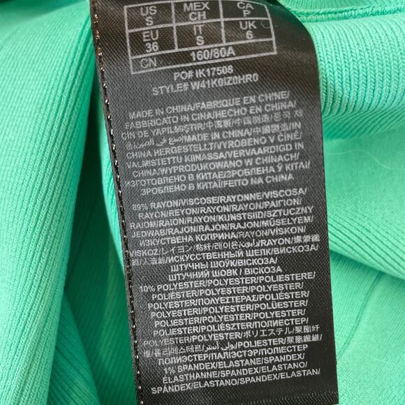 NWT Guess Green Scuba  Ruffled Hem Cut Out Mini Dress Size S - Picture 8 of 8